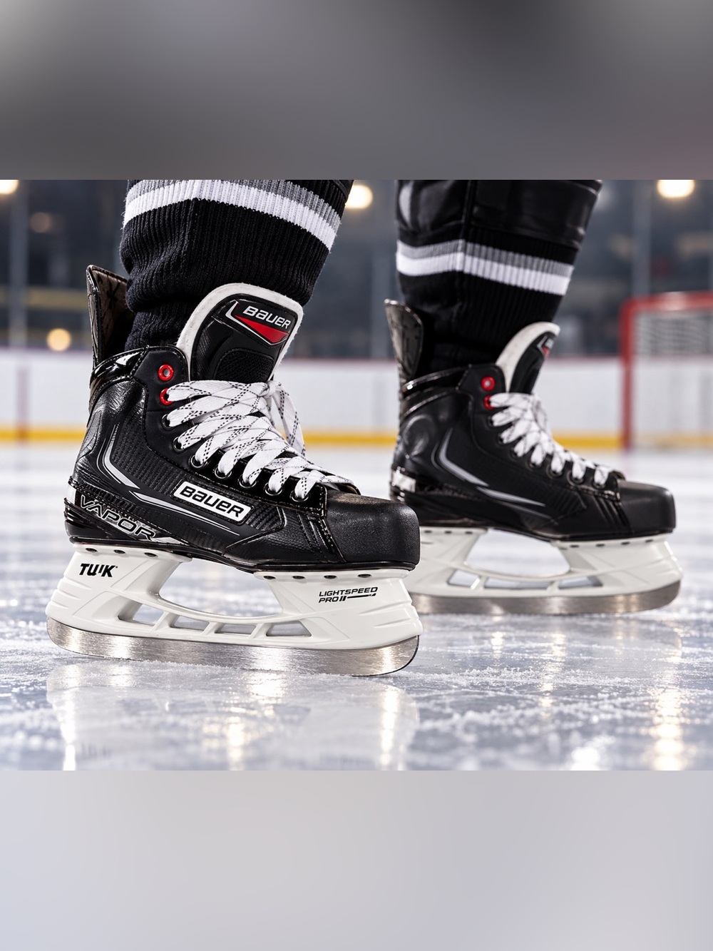 Bauer Vapor X400 Ice Hockey Skates Men’s 6.5 D Black Red TUUK Lightspeed Pro + G
